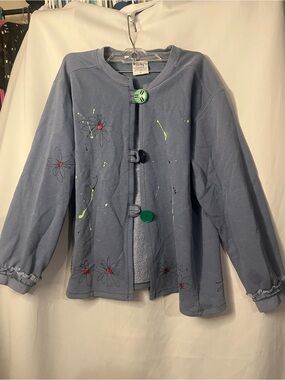 Kunky’s The Original Hand Painted Garment Size S Sweater Cardigan Floral Paint